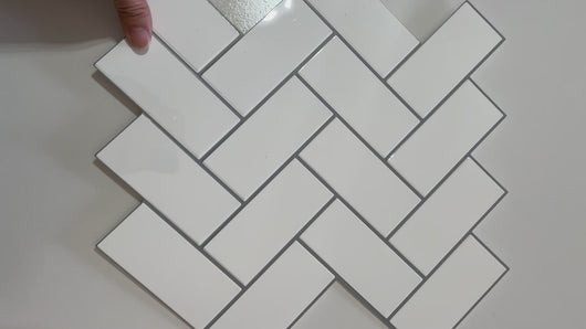 wide herringbone peel and stick tile by stick on luxury- how it looks like in real life