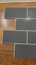 Load and play video in Gallery viewer, charcoal grey peel and stick tile with grey grout by stick on luxury in australia 
