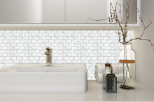Load image into Gallery viewer, marble peel and stick tile in the bathroom as splashback
