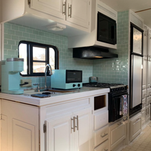 Load image into Gallery viewer, Mint or mist, you decide! Perfect for a kitchen splashback, this colour adds just the right pop of colour to give it an airy, coastal feel.
