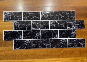 black marble with white grout, stick on tiles by stick on luxury