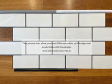 Load image into Gallery viewer, stick on tile edge trim in australia by stick on luxury, to finish off peel and stick project
