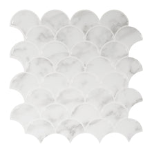 Load image into Gallery viewer, Carrara marble fish scale tile peel and stick

