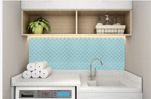 Load image into Gallery viewer, seafoam colour lantern tile peel and stick tile in laundry room
