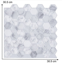 Load image into Gallery viewer, marble hexagon peel and stick tiles 30cm by 30cm
