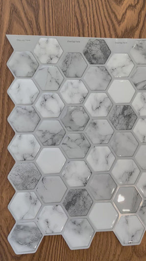 Marble hexagon peel and stick tile in real life