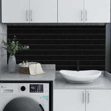 Load image into Gallery viewer, black laundry splashback with black grout in australia by stick on luxury
