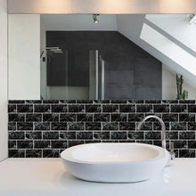 Load image into Gallery viewer, peel and stick black marble subway tile splashback in australia 
