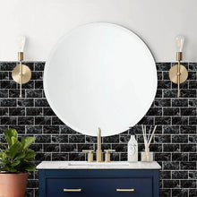 Load image into Gallery viewer, black marble self adhesive tile in bathroom as splashback in australia
