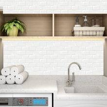 Load image into Gallery viewer, premium white self-adhesive tile with white grout by stick on luxury in the laundry

