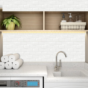 premium white self-adhesive tile with white grout by stick on luxury in the laundry