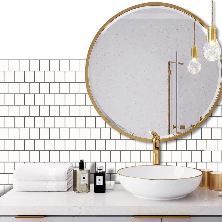 Irregular square stick on tile as bathroom splashback by stick on luxury