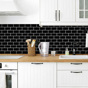 premium classic black stick on tile in the kitchen