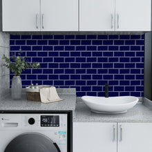 Load image into Gallery viewer, navy blue self-adhesive tiles in australia as laundry splashback
