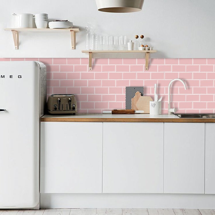 premium pink peel and stick tile in caravan kitchen by stick on luxury in australia