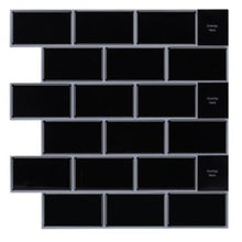 Load image into Gallery viewer, Elegant, black, sexy black subway tiles! Best of all, it is self-adhesive, waterproof, heat-resistant and offers flexibility - change style anytime. Super affordable too! Just peel and stick.
